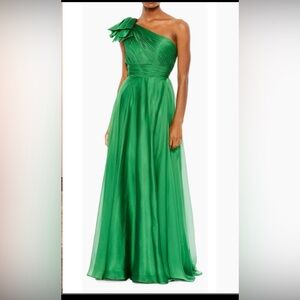 Mac Duggal One Shoulder Emerald Gown